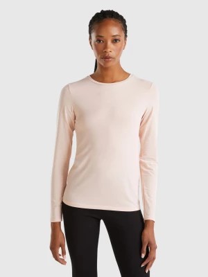 Zdjęcie produktu Benetton, Long Sleeve T-shirt In Super Stretch Organic Cotton, size XS, Pastel Pink, Women United Colors of Benetton