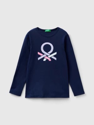 Zdjęcie produktu Benetton, Long Sleeve T-shirt With Glitter Print, size 2XL, Dark Blue, Kids United Colors of Benetton