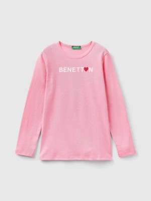 Zdjęcie produktu Benetton, Long Sleeve T-shirt With Glitter Print, size 2XL, Pink, Kids United Colors of Benetton