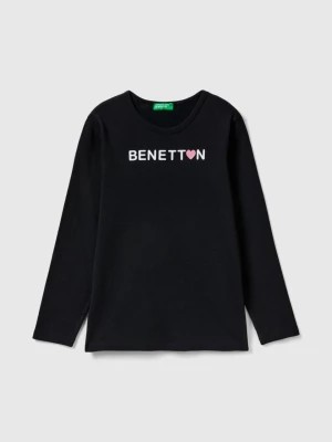 Zdjęcie produktu Benetton, Long Sleeve T-shirt With Glitter Print, size 3XL, Black, Kids United Colors of Benetton