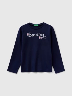 Zdjęcie produktu Benetton, Long Sleeve T-shirt With Glittery Print, size 110, Dark Blue, Kids United Colors of Benetton