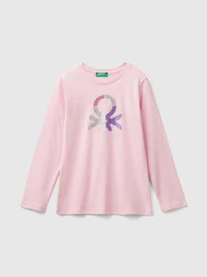 Zdjęcie produktu Benetton, Long Sleeve T-shirt With Glittery Print, size 2XL, Pink, Kids United Colors of Benetton