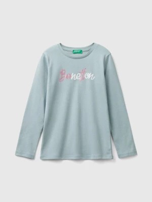 Zdjęcie produktu Benetton, Long Sleeve T-shirt With Glittery Print, size 3XL, Pearl Gray, Kids United Colors of Benetton