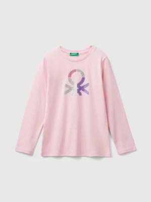 Zdjęcie produktu Benetton, Long Sleeve T-shirt With Glittery Print, size S, Pink, Kids United Colors of Benetton