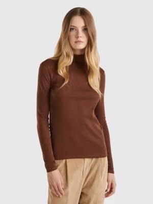 Zdjęcie produktu Benetton, Long Sleeve T-shirt With High Neck, size XL, Dark Brown, Women United Colors of Benetton