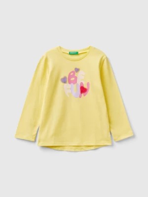 Zdjęcie produktu Benetton, Long Sleeve T-shirt With Print, size 110, Yellow, Kids United Colors of Benetton