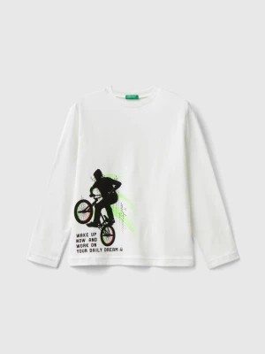 Zdjęcie produktu Benetton, Long Sleeve T-shirt With Print, size 2XL, White, Kids United Colors of Benetton