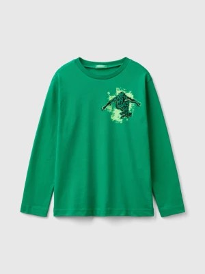 Zdjęcie produktu Benetton, Long Sleeve T-shirt With Print, size S, Green, Kids United Colors of Benetton