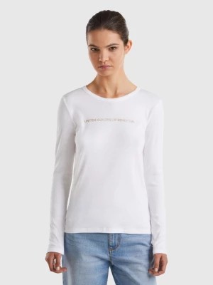 Zdjęcie produktu Benetton, Long Sleeve White T-shirt In 100% Cotton, size M, White, Women United Colors of Benetton