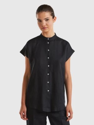 Zdjęcie produktu Benetton, Mandarin Shirt In Pure Linen, size XL, Black, Women United Colors of Benetton