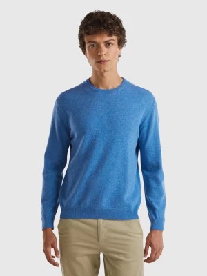 Zdjęcie produktu Benetton, Marl Blue Crew Neck Sweater In Pure Merino Wool, size L, Blue, Men United Colors of Benetton