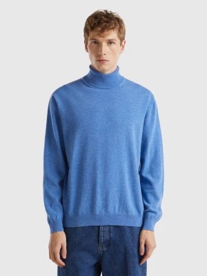 Zdjęcie produktu Benetton, Marl Blue Turtle Neck In Pure Merino Wool, size L, Blue, Men United Colors of Benetton