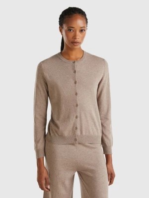 Zdjęcie produktu Benetton, Marl Brown Cardigan In Wool And Cashmere Blend, size L, Brown, Women United Colors of Benetton