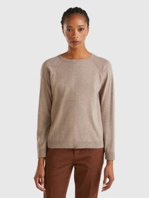 Zdjęcie produktu Benetton, Marl Brown Crew Neck Sweater In Wool And Cashmere Blend, size XS, Brown, Women United Colors of Benetton