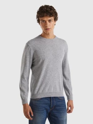 Zdjęcie produktu Benetton, Marl Gray Crew Neck Sweater In Pure Merino Wool, size XS, Light Gray, Men United Colors of Benetton