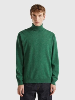 Zdjęcie produktu Benetton, Marl Green Turtleneck In Pure Merino Wool, size M, Green, Men United Colors of Benetton