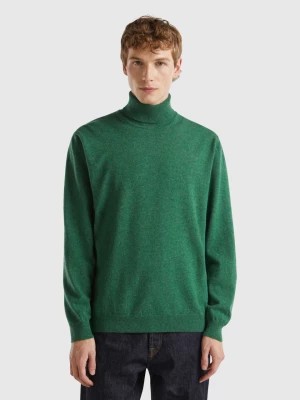 Zdjęcie produktu Benetton, Marl Green Turtleneck In Pure Merino Wool, size XL, Green, Men United Colors of Benetton