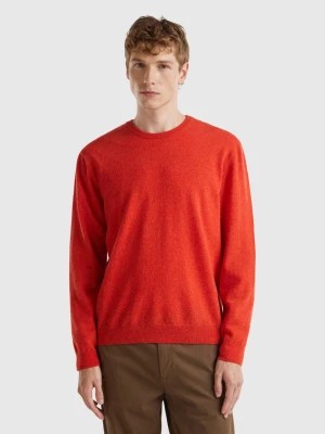 Zdjęcie produktu Benetton, Marl Orange Crew Neck Sweater In Pure Merino Wool, size L, Orange, Men United Colors of Benetton