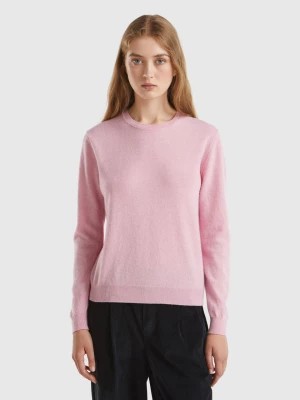 Zdjęcie produktu Benetton, Marl Pink Crew Neck Sweater In Pure Merino Wool, size L, Pink, Women United Colors of Benetton