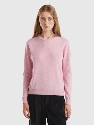 Zdjęcie produktu Benetton, Marl Pink Crew Neck Sweater In Pure Merino Wool, size M, Pink, Women United Colors of Benetton