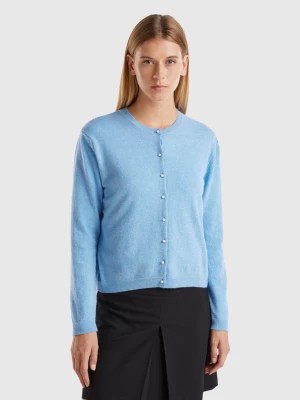 Zdjęcie produktu Benetton, Marl Sky Blue Cardigan In Pure Merino Wool, size XS, Light Blue, Women United Colors of Benetton