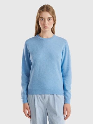 Zdjęcie produktu Benetton, Marl Sky Blue Crew Neck Sweater In Pure Merino Wool, size M, Light Blue, Women United Colors of Benetton