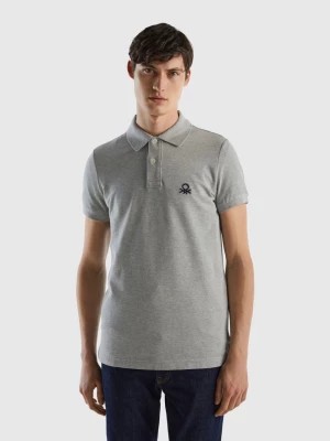 Zdjęcie produktu Benetton, Mélange Gray Slim Fit Polo, size XS, Light Gray, Men United Colors of Benetton