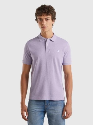 Zdjęcie produktu Benetton, Melange Polo Shirt In Organic Cotton, size M, Lilac, Men United Colors of Benetton