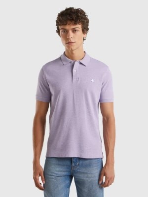 Zdjęcie produktu Benetton, Melange Polo Shirt In Organic Cotton, size XL, Lilac, Men United Colors of Benetton