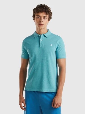 Zdjęcie produktu Benetton, Melange Polo Shirt In Organic Cotton, size XXXL, Aqua, Men United Colors of Benetton