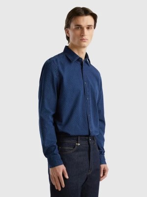 Zdjęcie produktu Benetton, Micro Patterned Denim Shirt, size S, Blue, Men United Colors of Benetton