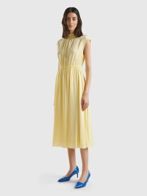 Zdjęcie produktu Benetton, Midi Dress With Mandarin Collar, size XS, Vanilla, Women United Colors of Benetton