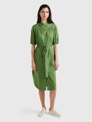 Zdjęcie produktu Benetton, Midi Shirt Dress With Sash, size XS, Military Green, Women United Colors of Benetton