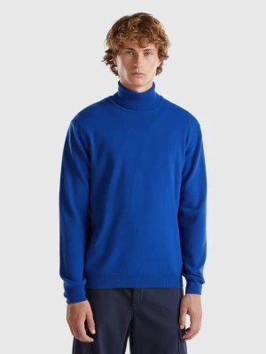 Zdjęcie produktu Benetton, Midnight Blue Turtleneck In Pure Merino Wool, size XL, Dark Blue, Men United Colors of Benetton