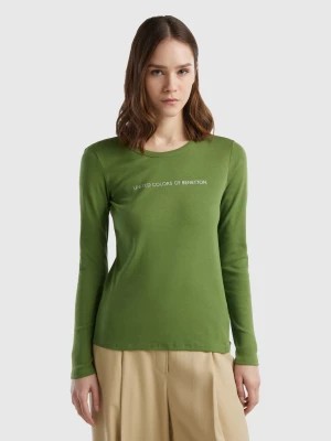 Zdjęcie produktu Benetton, Military Green 100% Cotton Long Sleeve T-shirt, size L, Military Green, Women United Colors of Benetton