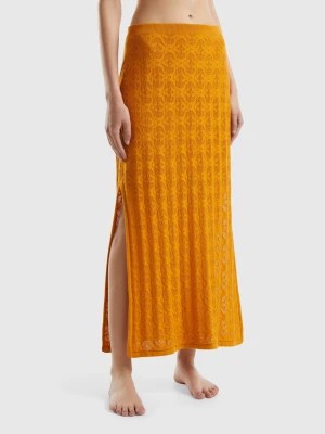 Zdjęcie produktu Benetton, Monogram Knit Midi Skirt, size L, Mustard, Women United Colors of Benetton