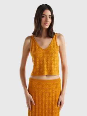 Zdjęcie produktu Benetton, Monogram Knit Top, size XS, Mustard, Women United Colors of Benetton