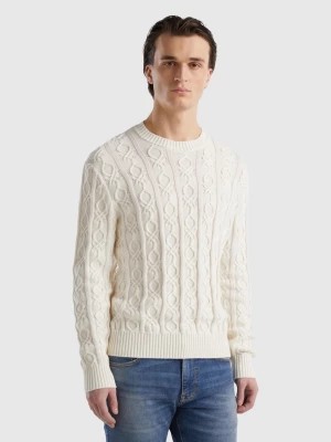 Zdjęcie produktu Benetton, Monogram Sweater In 100% Cotton, size L, Creamy White, Men United Colors of Benetton