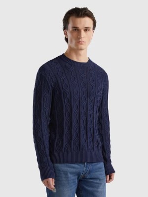 Zdjęcie produktu Benetton, Monogram Sweater In 100% Cotton, size XS, Dark Blue, Men United Colors of Benetton
