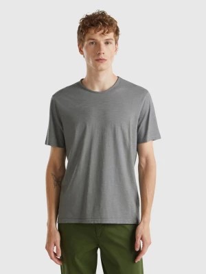 Zdjęcie produktu Benetton, Mouse Gray T-shirt In Slub Cotton, size XXL, Dark Gray, Men United Colors of Benetton