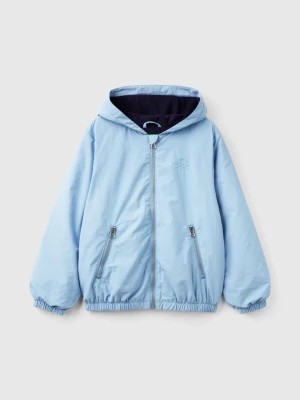 Zdjęcie produktu Benetton, Nylon Jacket With Hood, size M, Light Blue, Kids United Colors of Benetton