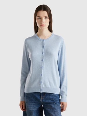 Zdjęcie produktu Benetton, Ocean Blue Cardigan In Wool And Cashmere Blend, size L, Light Blue, Women United Colors of Benetton