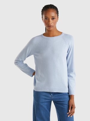 Zdjęcie produktu Benetton, Ocean Blue Crew Neck Sweater In Wool And Cashmere Blend, size XS, Light Blue, Women United Colors of Benetton