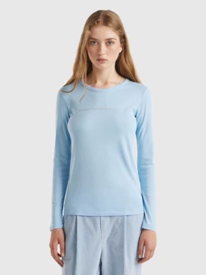 Zdjęcie produktu Benetton, Ocean Blue Long Sleeve T-shirt In 100% Cotton, size M, Light Blue, Women United Colors of Benetton