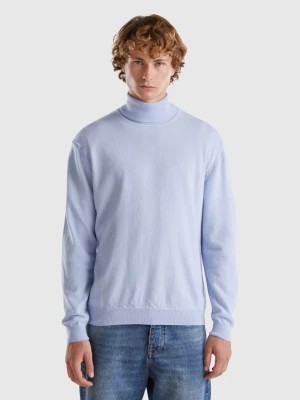 Zdjęcie produktu Benetton, Ocean Blue Turtleneck In Pure Merino Wool, size L, Light Blue, Men United Colors of Benetton