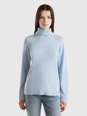 Zdjęcie produktu Benetton, Ocean Blue Turtleneck In Wool And Cashmere Blend, size S, Light Blue, Women United Colors of Benetton