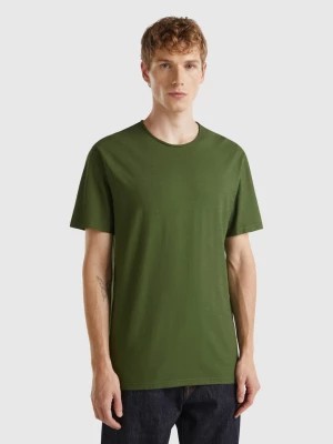 Zdjęcie produktu Benetton, Olive Green Slub Cotton T-shirt, size L, , Men United Colors of Benetton