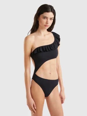 Zdjęcie produktu Benetton, One-piece One-shoulder Swimsuit In Econyl®, size 2°, Black, Women United Colors of Benetton