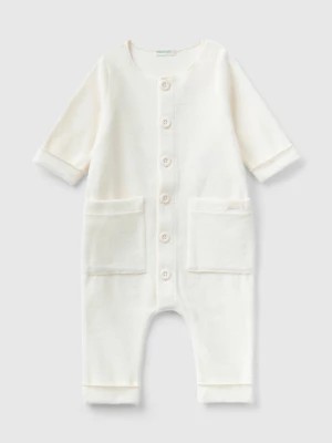 Zdjęcie produktu Benetton, Onesie In Chenille With Pockets, size 3-6, Creamy White, Kids United Colors of Benetton