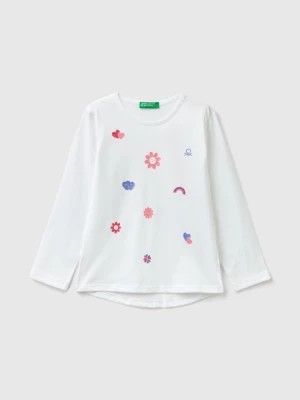 Zdjęcie produktu Benetton, Organic Cotton T-shirt With Print, size 104, White, Kids United Colors of Benetton